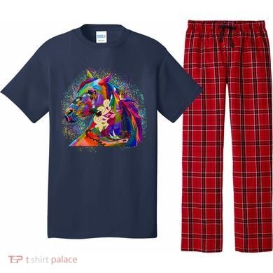 Colorful Horse Head Pattern Pajama Set