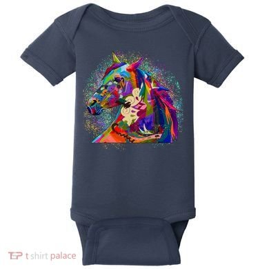 Colorful Horse Head Pattern Baby Bodysuit