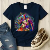 Colorful Horse Head Pattern Women's T-Shirt thumb 3