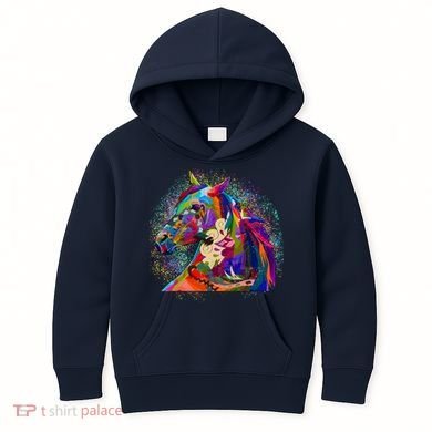 Colorful Horse Head Pattern Kids Hoodie
