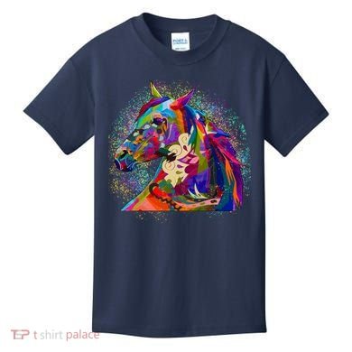 Colorful Horse Head Pattern Kids T-Shirt