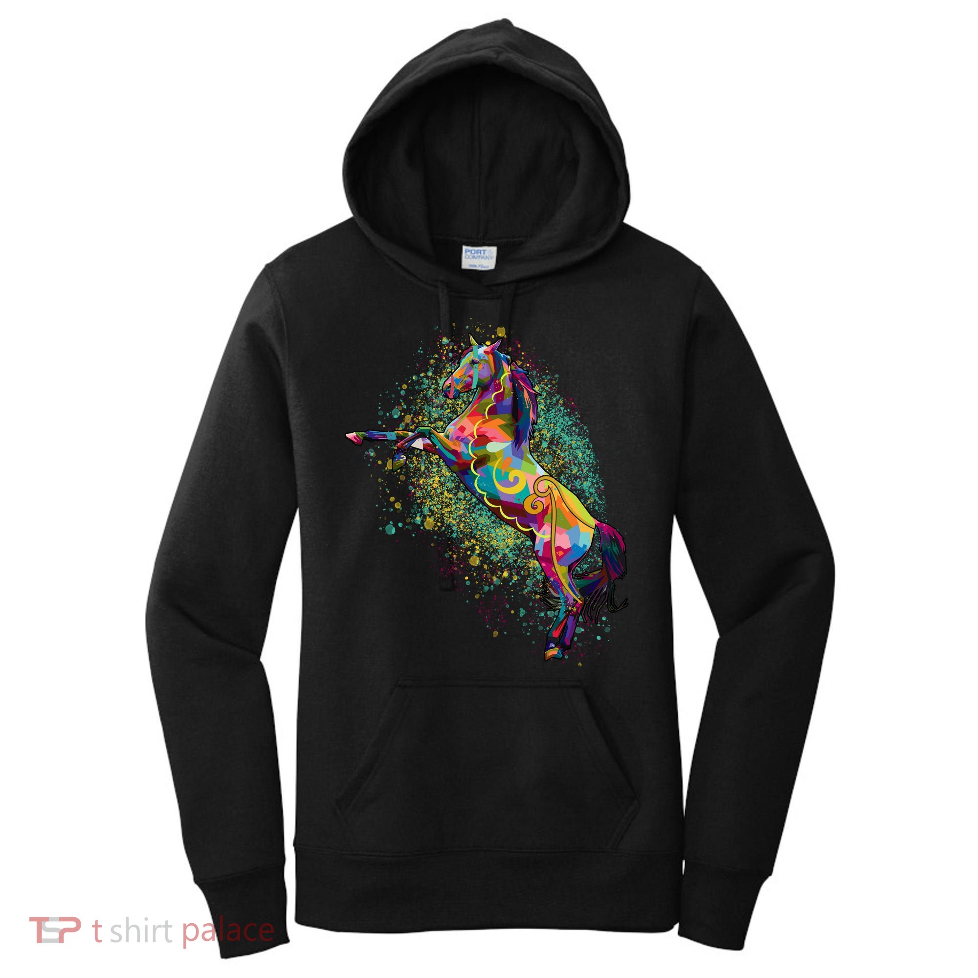 Colorful Horse Prancing Women's Hoodie