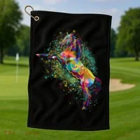 Colorful Horse Prancing Golf Towel thumb 1