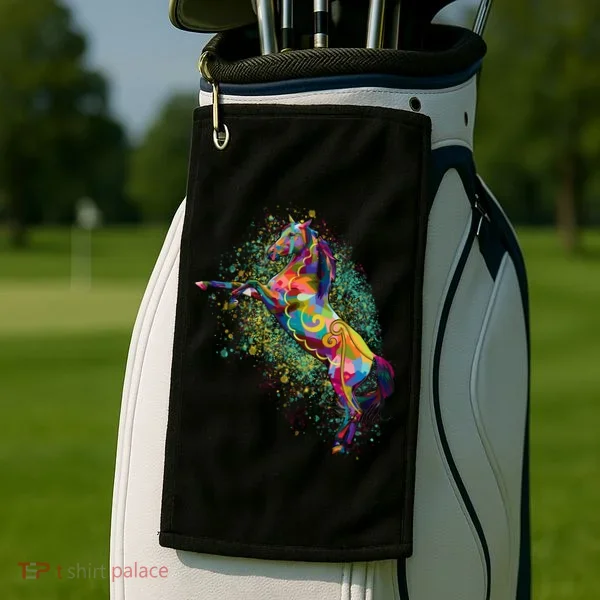 Colorful Horse Prancing Golf Towel