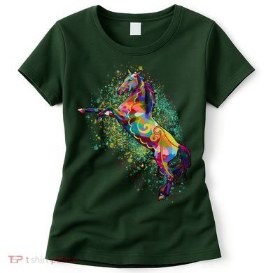 Colorful Horse Prancing Women's T-Shirt