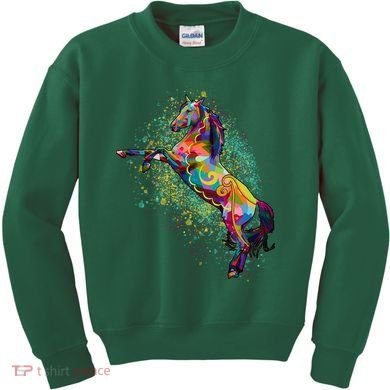 Colorful Horse Prancing Kids Sweatshirt