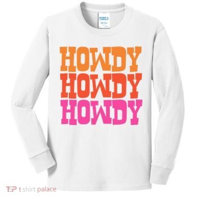 Colorful Howdy Retro Kids Long Sleeve Shirt