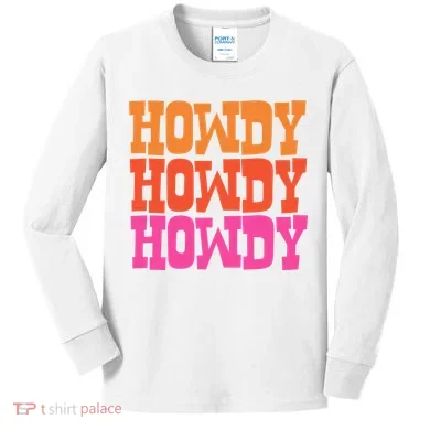 Colorful Howdy Retro Kids Long Sleeve Shirt