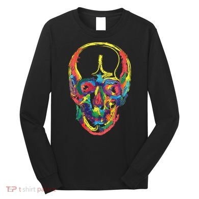 Colorful Human Splatter Skull Long Sleeve Shirt