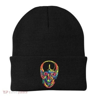 Colorful Human Splatter Skull Beanie