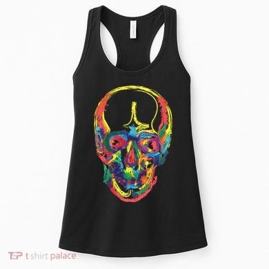 Colorful Human Splatter Skull Women's Tank Top