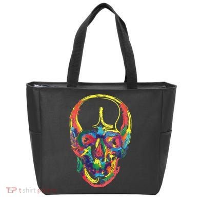 Colorful Human Splatter Skull Tote Bag