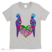 Colorful Jungle Birds Abstract Heart T-Shirt thumb 0