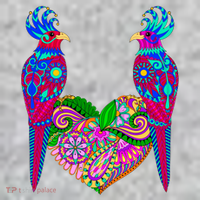 Colorful Jungle Birds Abstract Heart T-Shirt thumb 7