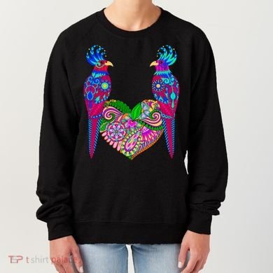 Colorful Jungle Birds Abstract Heart Women's Sweatshirt