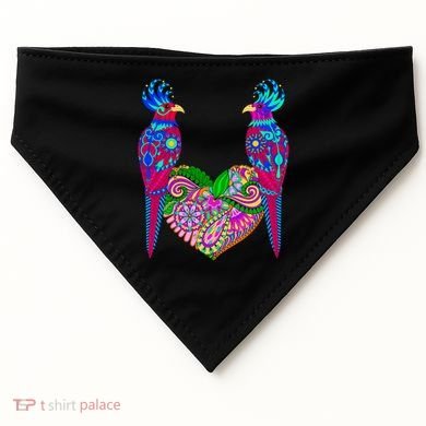 Colorful Jungle Birds Abstract Heart USA-Made Doggie Bandana