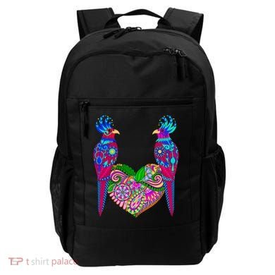 Colorful Jungle Birds Abstract Heart Backpack