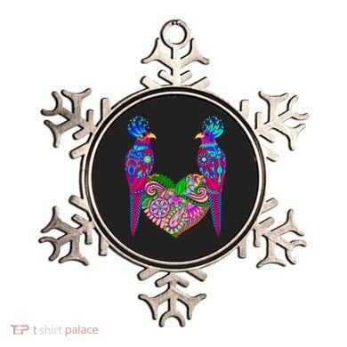 Colorful Jungle Birds Abstract Heart Ornament