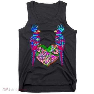 Colorful Jungle Birds Abstract Heart Tank Top