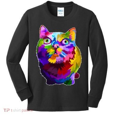Colorful Kitten Nose Boop Kids Long Sleeve Shirt