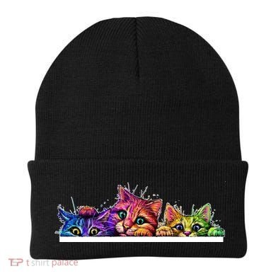 Colorful Kittens Trio Peaking Beanie