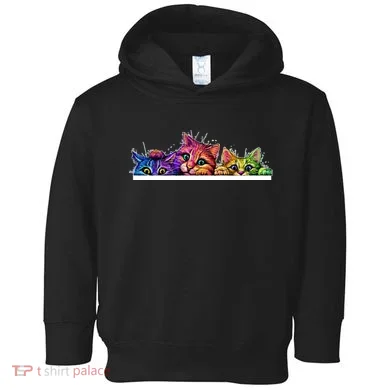 Colorful Kittens Trio Peaking Toddler Hoodie