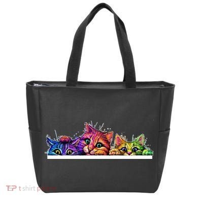 Colorful Kittens Trio Peaking Tote Bag
