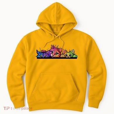 Colorful Kittens Trio Peaking Hoodie
