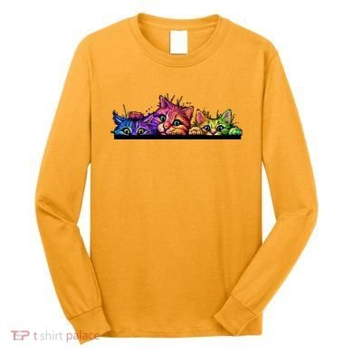 Colorful Kittens Trio Peaking Long Sleeve Shirt