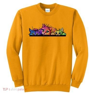 Colorful Kittens Trio Peaking Sweatshirt