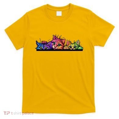 Colorful Kittens Trio Peaking T-Shirt