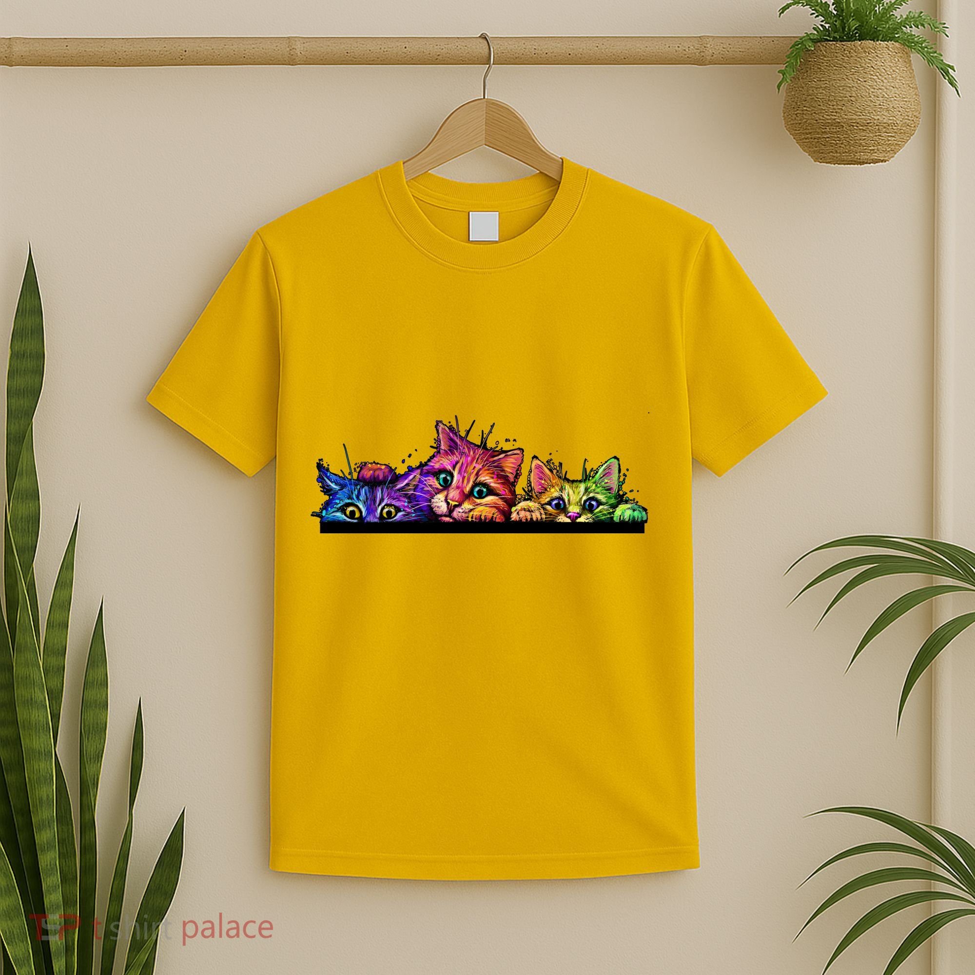 Colorful Kittens Trio Peaking T-Shirt