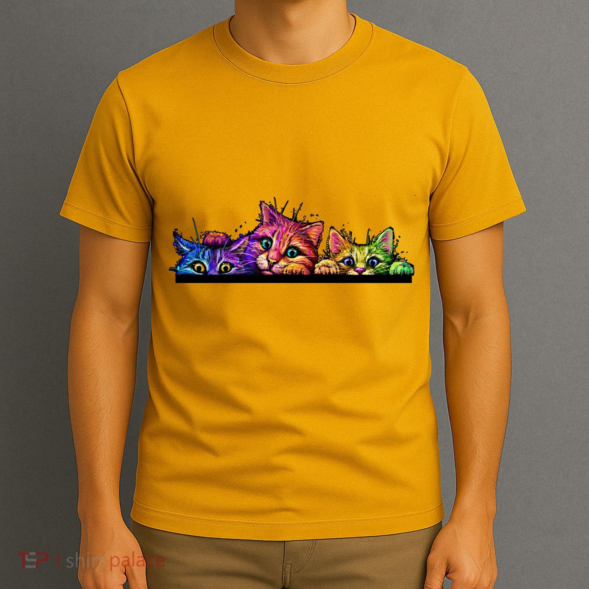 Colorful Kittens Trio Peaking T-Shirt