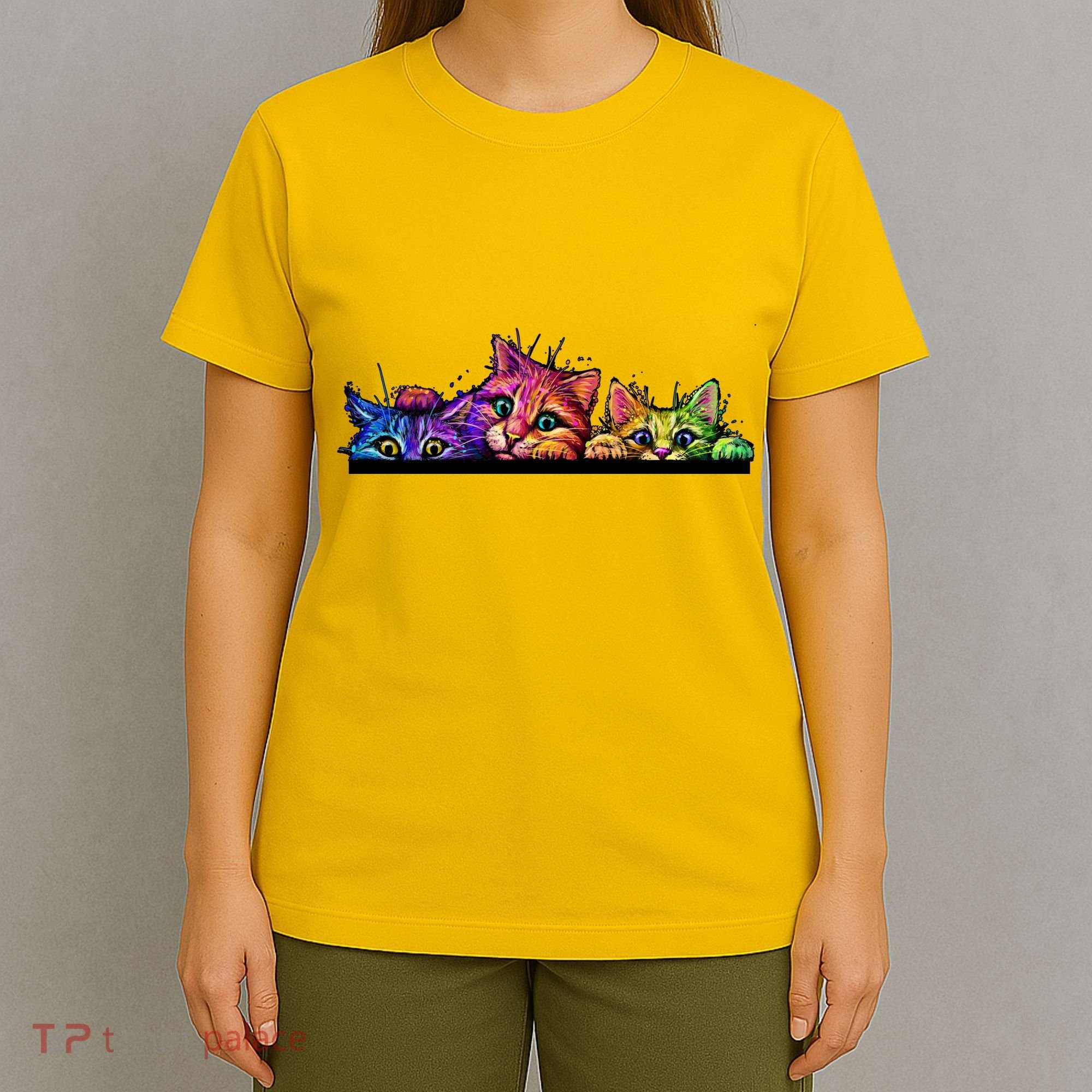 Colorful Kittens Trio Peaking T-Shirt