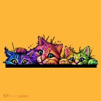Colorful Kittens Trio Peaking T-Shirt thumb 7