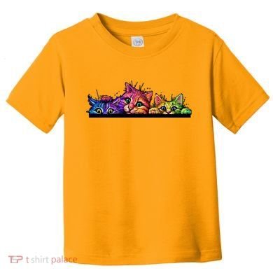 Colorful Kittens Trio Peaking Toddler T-Shirt