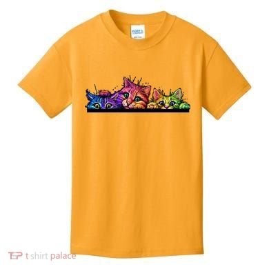 Colorful Kittens Trio Peaking Kids T-Shirt