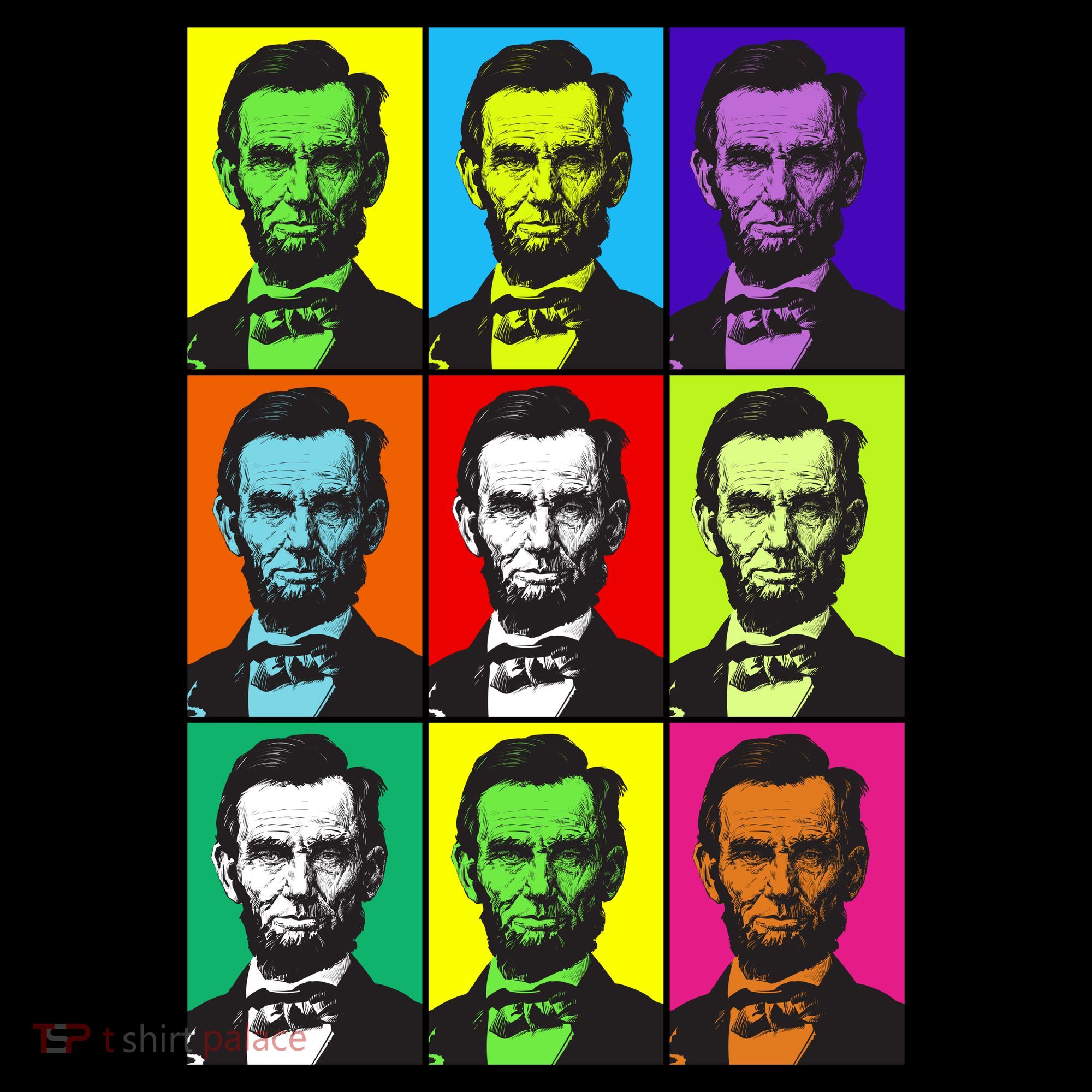 Colorful Lincoln Retro Portraits T-Shirt