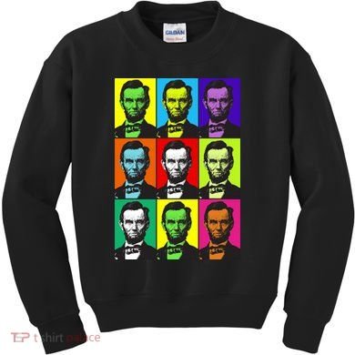 Colorful Lincoln Retro Portraits Kids Sweatshirt