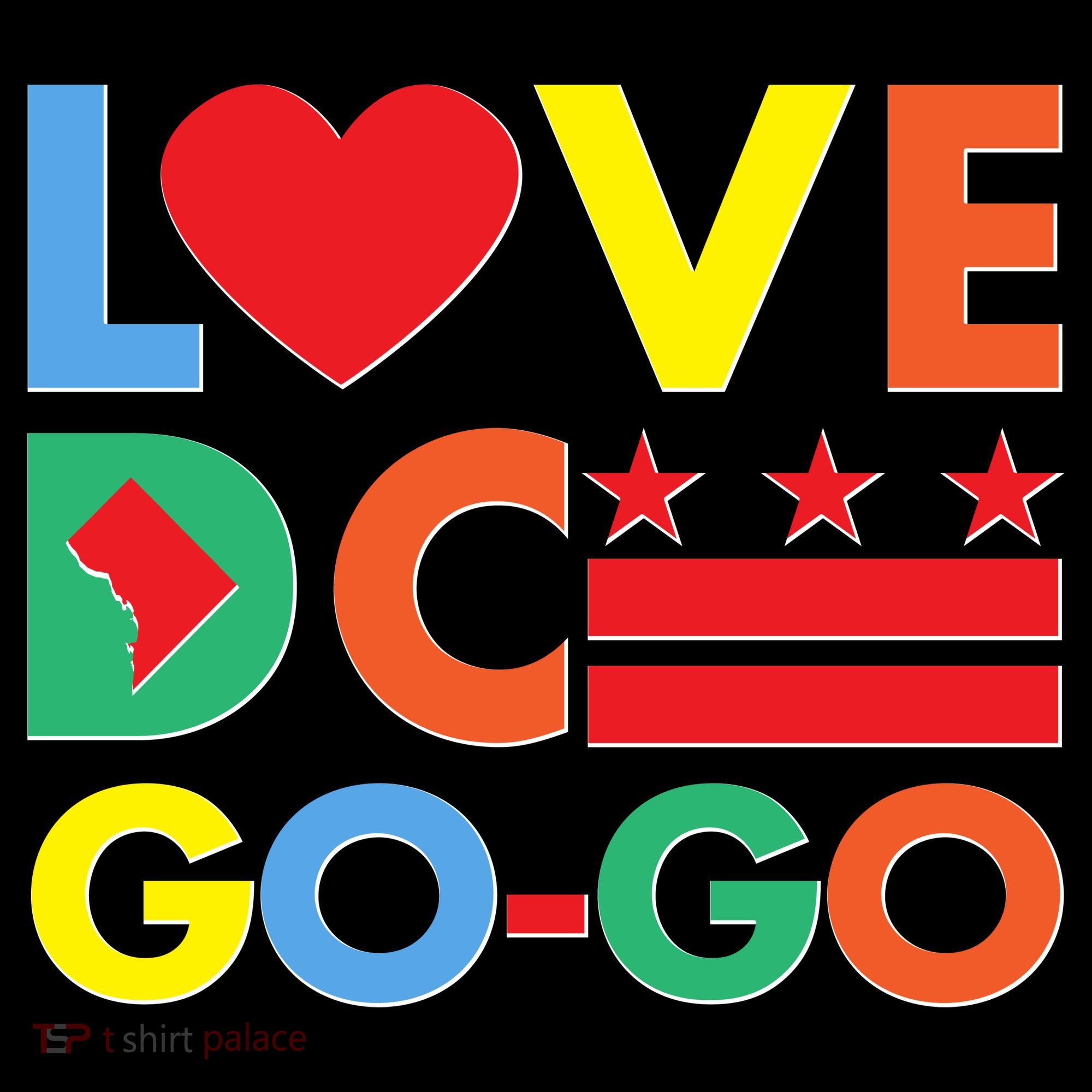 Colorful Love Heart DC Go-Go Washington D.C. T-Shirt