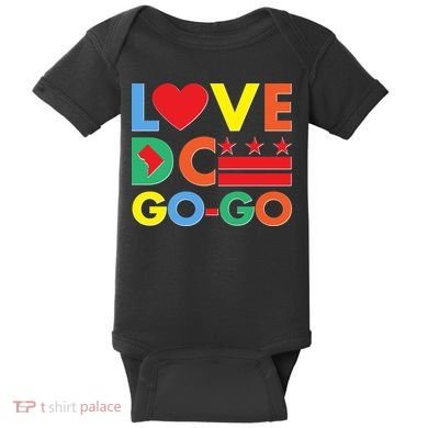 Colorful Love Heart DC Go-Go Washington D.C. Baby Bodysuit