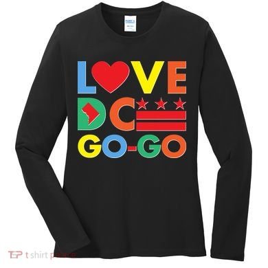 Colorful Love Heart DC Go-Go Washington D.C. Women's Long Sleeve Shirt