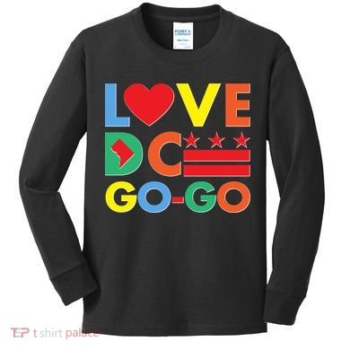 Colorful Love Heart DC Go-Go Washington D.C. Kids Long Sleeve Shirt