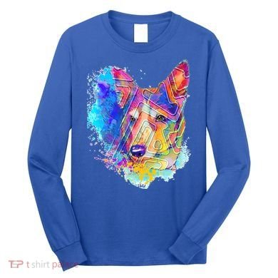 Colorful Mirror Pattern Corgi Dog Long Sleeve Shirt