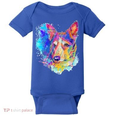 Colorful Mirror Pattern Corgi Dog Baby Bodysuit