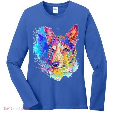 Colorful Mirror Pattern Corgi Dog Women's Long Sleeve Shirt