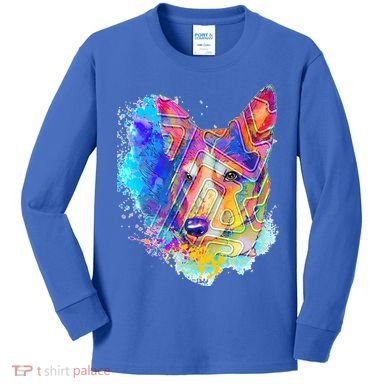 Colorful Mirror Pattern Corgi Dog Kids Long Sleeve Shirt