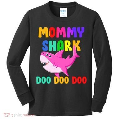 Colorful Mommy Shark Doo Doo Doo Kids Long Sleeve Shirt