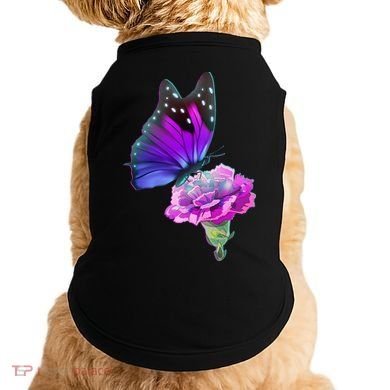 Colorful Neon Butterfly on Flower Doggie Tank