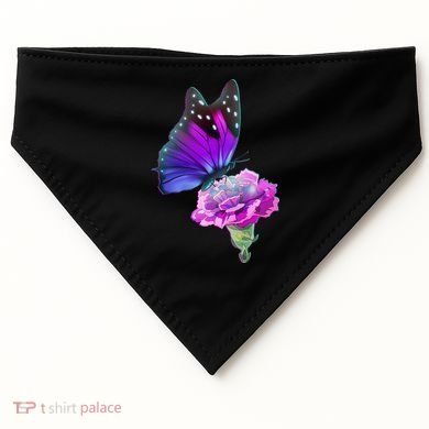 Colorful Neon Butterfly on Flower USA-Made Doggie Bandana